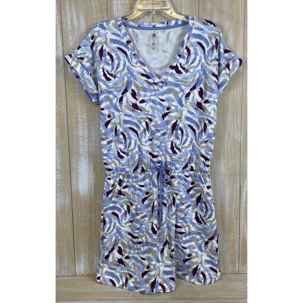 Lou & Grey Women's S Multicolor Drawstring Tie Waist Soft Dress Beach Lounge